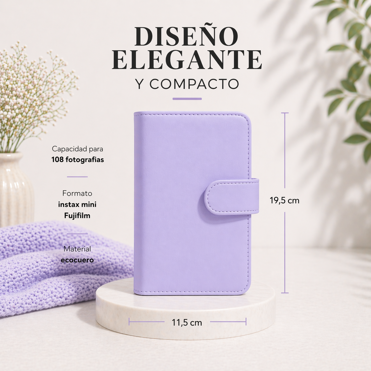 Kit Instax Mini Fujifilm: Películas + Álbum Instax Lila liso - Imagen 2