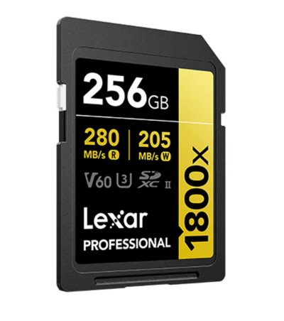 MEMORIA LEXAR 256GB 1800x SDXC UHS-II 280/250MBS V60 4K GOLD - Imagen 2