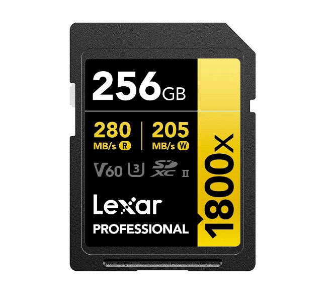 MEMORIA LEXAR 256GB 1800x SDXC UHS-II 280/250MBS V60 4K GOLD