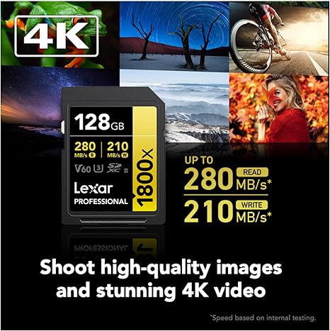 Lexar Tarjeta de memoria 128GB 1800x UHS-II SDXC V60 - Imagen 3