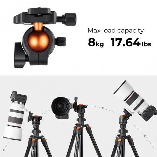 162cm K&F Pro Stability Tripode BI234M/KA234A0+BH-28L KF51013 - Imagen 4