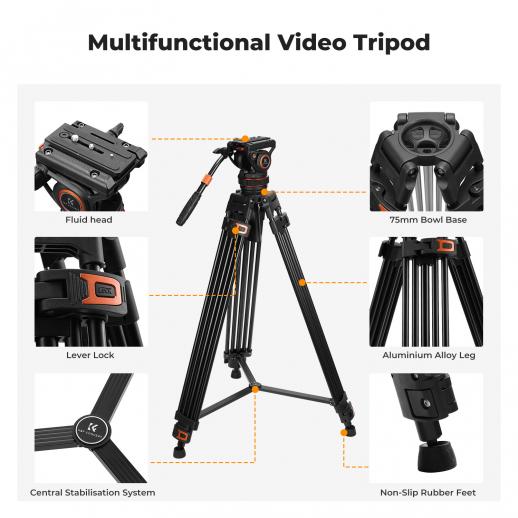 Trípode de cabezal fluido con capacidad de carga de 17,6 lb/8 kg - Imagen 6