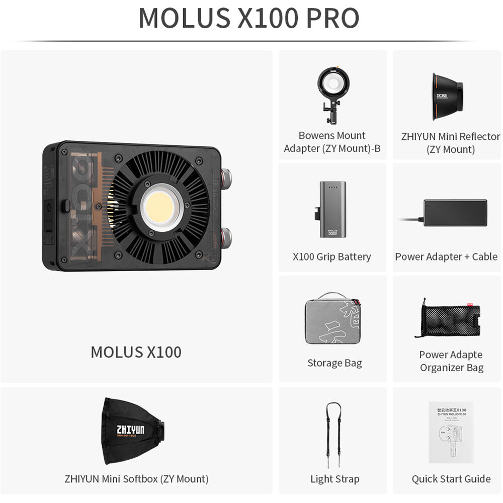 LUZ LED ZHIYUN MOLUS X100 BICOLOR VERSIÓN PRO exterior o estudio - Imagen 15
