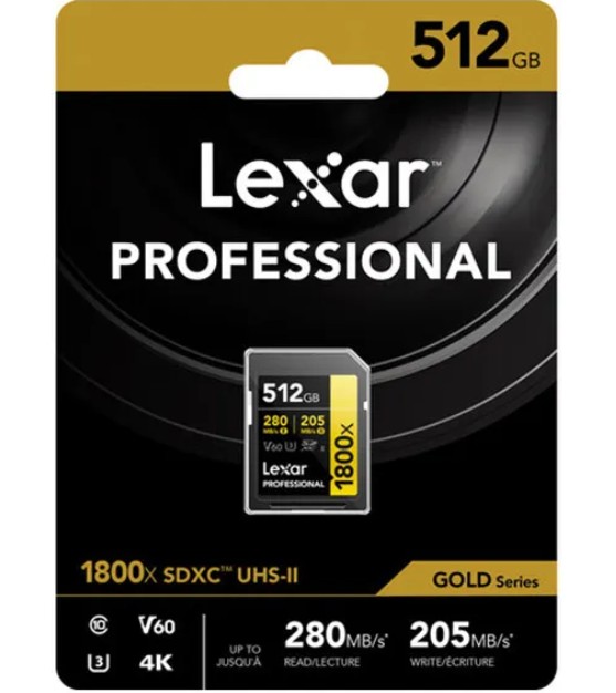 Tarjeta de memoria LEXAR 512 GB 1800X SDXC 10 U3 V60 280/205MB/S - Imagen 3